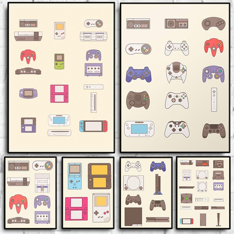 Gaming Console In - Poster su Tela dell'Evoluzione dei Videogiochi: